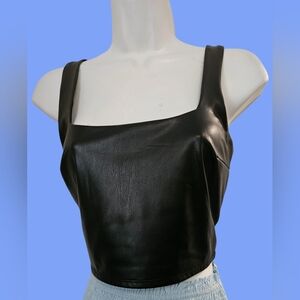 Express Black Faux Leather Women's Top